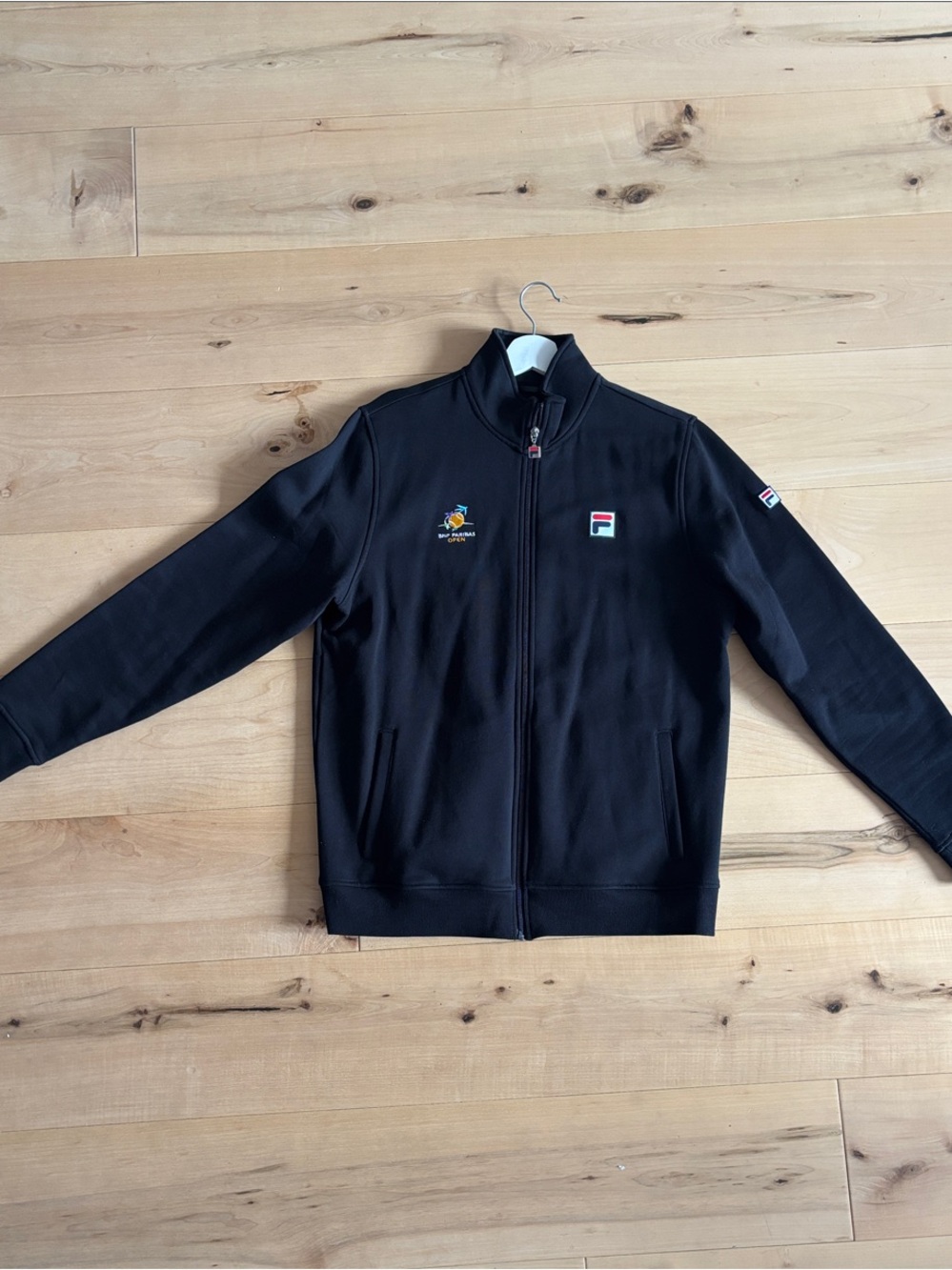FILA Black Zip-Up Lightweight Track Jacket with Subtle Logos